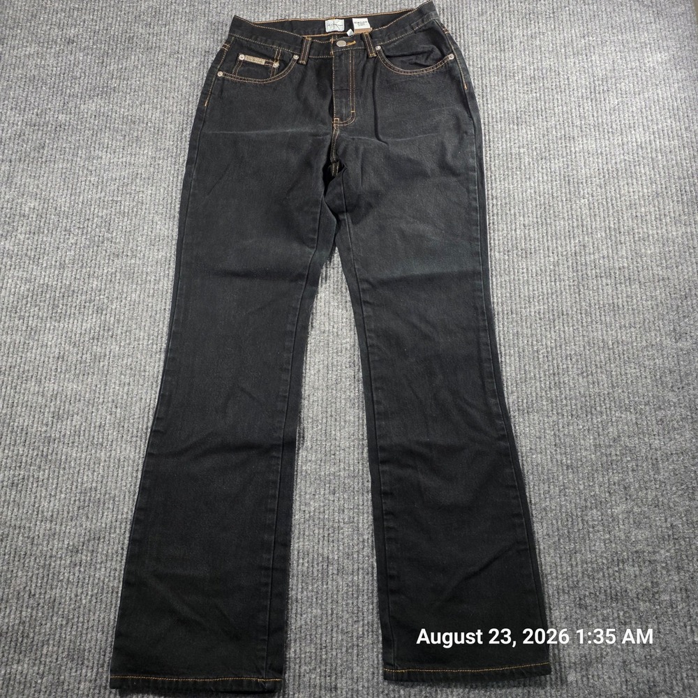 Calvin Klein Jeans Womens Black Denim Straight Leg Pants 100% Cotton Size 6